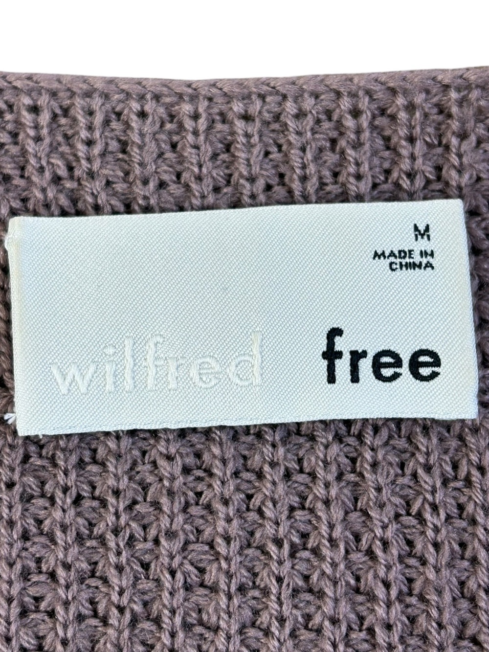 ARITZIA WILFRED FREE Wolter Sweater Mauve M 100% Merino Wool Waffle Knit - Picture 2 of 10